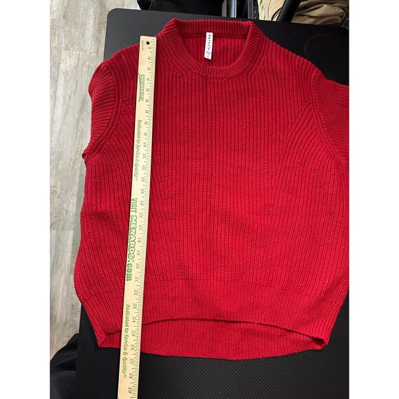 Athleta Cascades Crew Sweater Red Chunky Knit Wool Blend Size Large - Picture 6 of 12